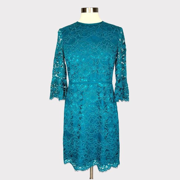 Draper James Womens Lace Bell Sleeve Cocktail Dress Deep Teal size 8 - Picture 1 of 12